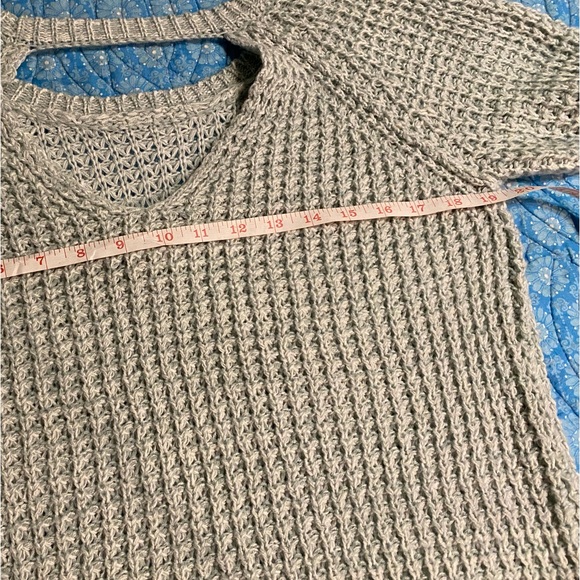 SALE! American Rag oversized sweater,dusty blue,open back,corset sleeves,NWOT, S - Picture 7 of 8